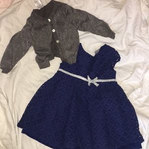 Navy dress with matching cardigan